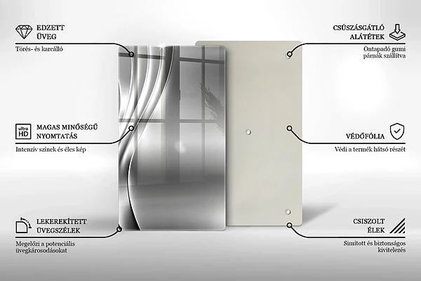 Skärbräda i glas med metallstruktur