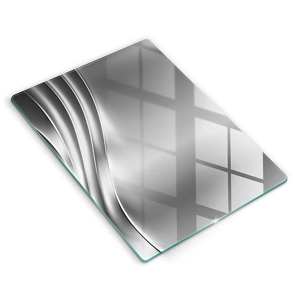 Skärbräda i glas med metallstruktur