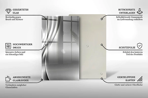 Skärbräda i glas med metallstruktur