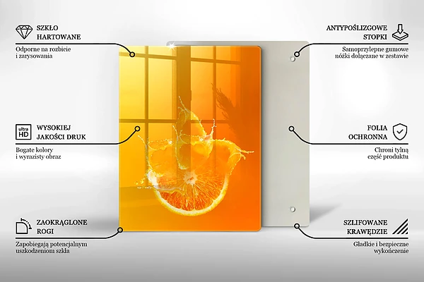 Skärbräda i glas med metallstruktur