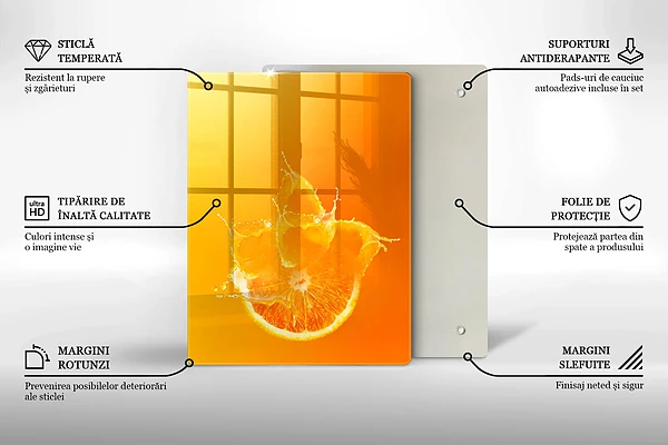 Skärbräda i glas med metallstruktur