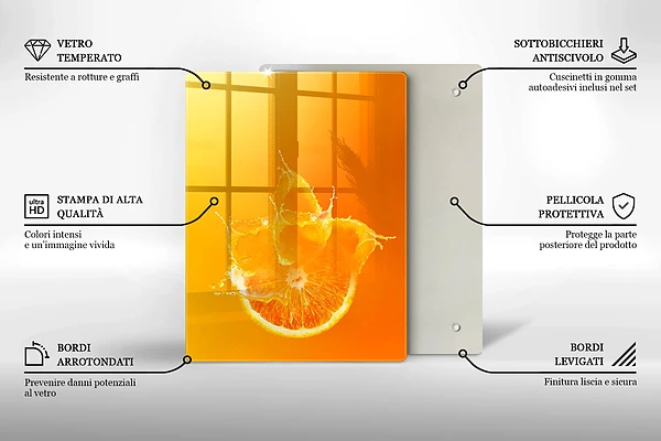 Skärbräda i glas med metallstruktur