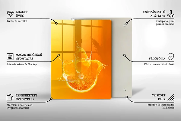Skärbräda i glas med metallstruktur