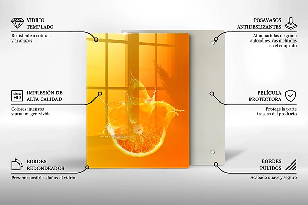 Skärbräda i glas med metallstruktur