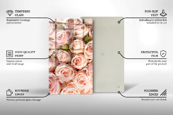 Glasskärbräda Bukett fina rosor