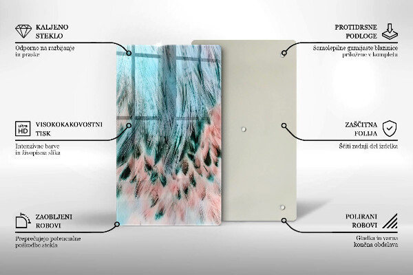 Glasskärbräda Boho fågelfjädrar