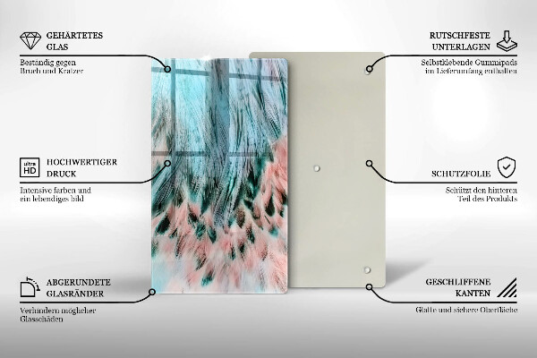 Glasskärbräda Boho fågelfjädrar