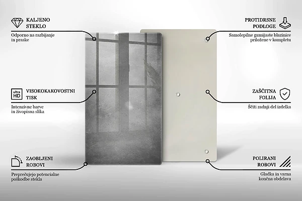 Glasskärbräda med betongstruktur