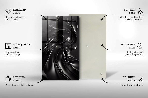 Glasskärbräda Abstraktion svart massa