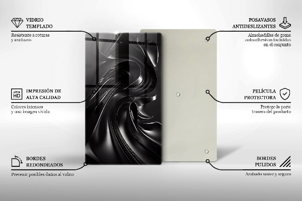 Glasskärbräda Abstraktion svart massa