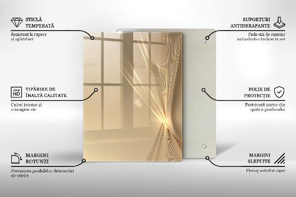 Glasskärbräda med abstrakt svart motiv