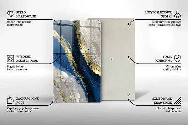 Glasskärbräda med guldstruktur