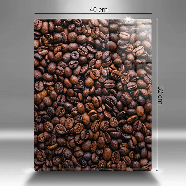 Glasskärbräda med motiv av kaffebönor