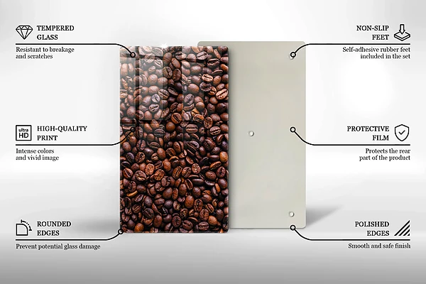 Glasskärbräda med motiv av kaffebönor