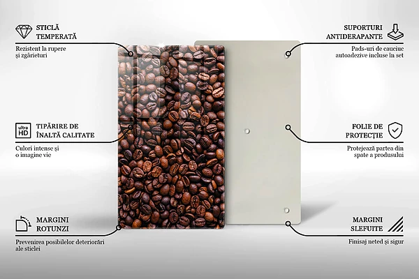 Glasskärbräda med motiv av kaffebönor
