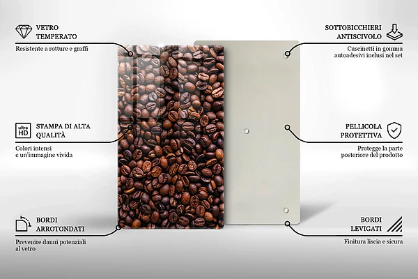 Glasskärbräda med motiv av kaffebönor