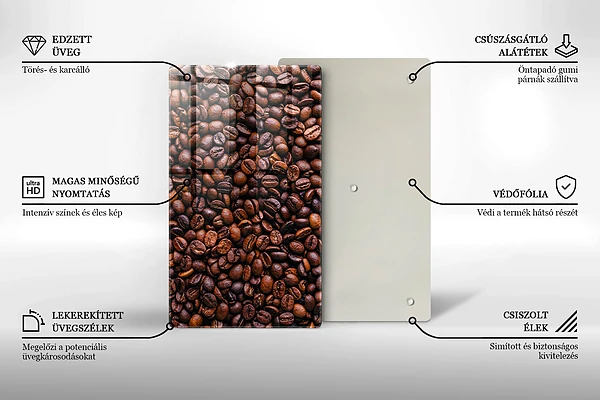 Glasskärbräda med motiv av kaffebönor