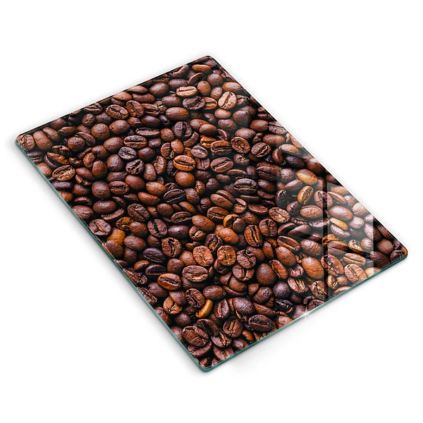 Glasskärbräda med motiv av kaffebönor