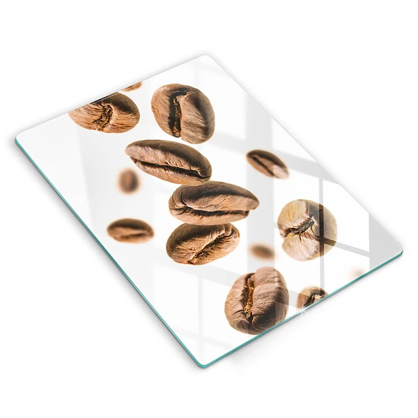 Glasskärbräda med motiv av kaffebönor