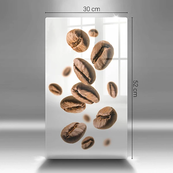 Glasskärbräda med motiv av kaffebönor