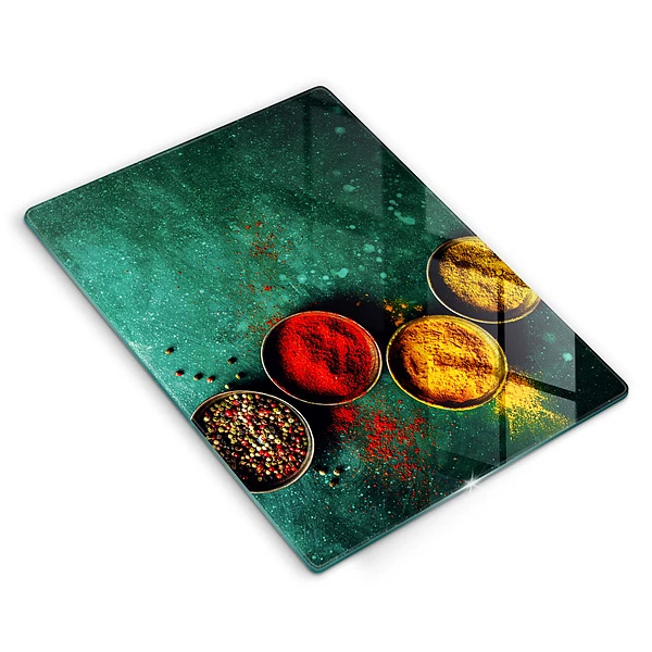 Glasskärbräda med motiv av orientaliska kryddor
