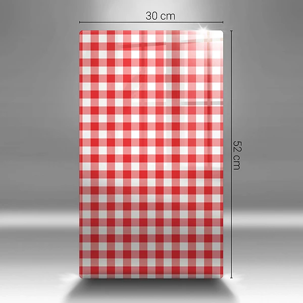 Glasskärbräda med röd-vitrutigt mönster