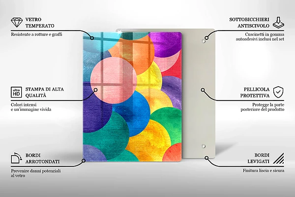 Glasskärbräda med geometriska linjer