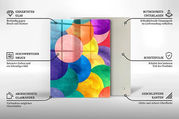 Glasskärbräda med geometriska linjer