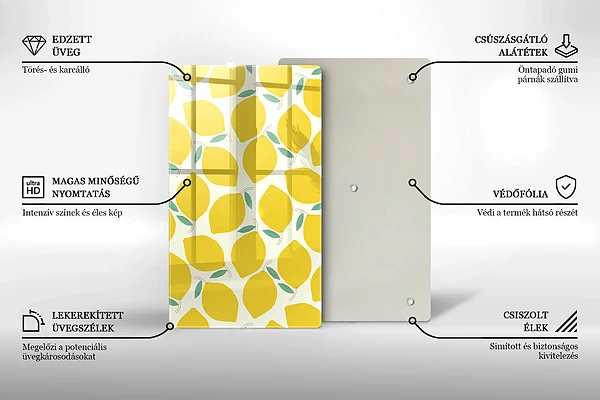 Glasskärbräda med motiv av tecknade citroner