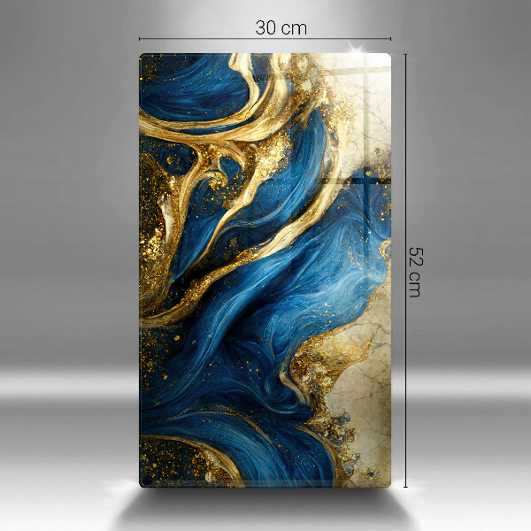 Glasskärbräda Blåguld marmor
