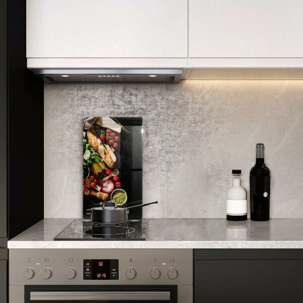 Glasskärbräda Italienska ingredienser och kryddor