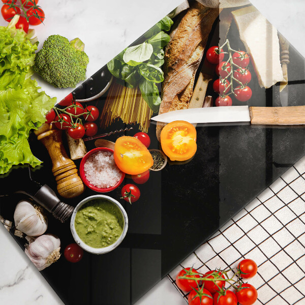 Glasskärbräda Italienska ingredienser och kryddor