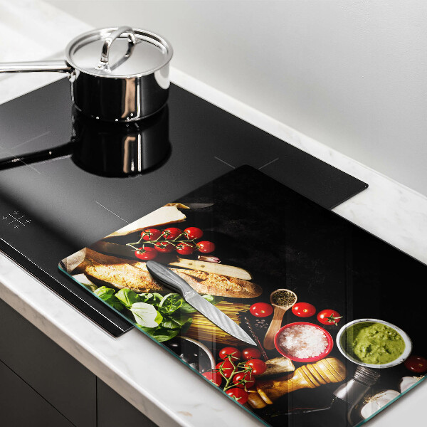 Glasskärbräda Italienska ingredienser och kryddor