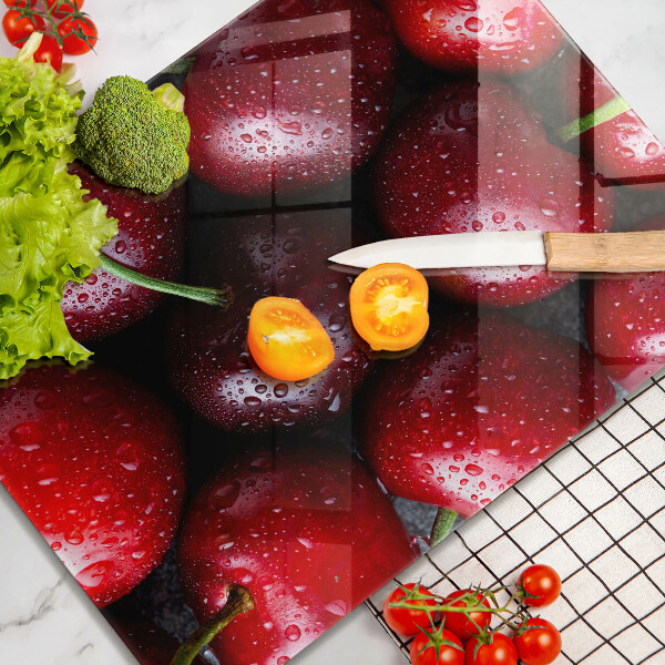 Glasskärbräda Närbild av körsbär