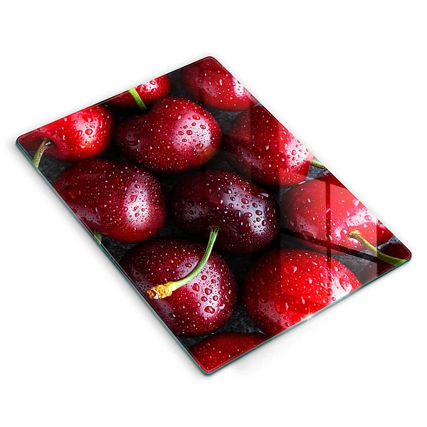 Glasskärbräda med körsbärsmotiv