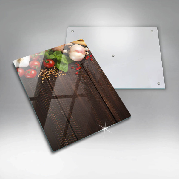 Glasskärbräda Grönsaker på bordet