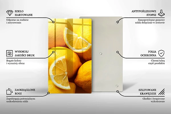 Glasskärbräda med motiv av saftiga citroner