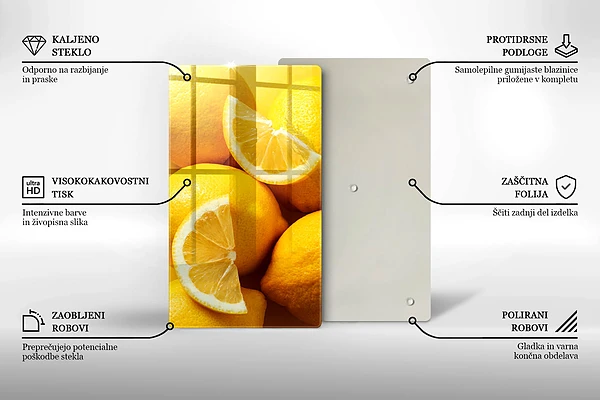 Glasskärbräda med motiv av saftiga citroner