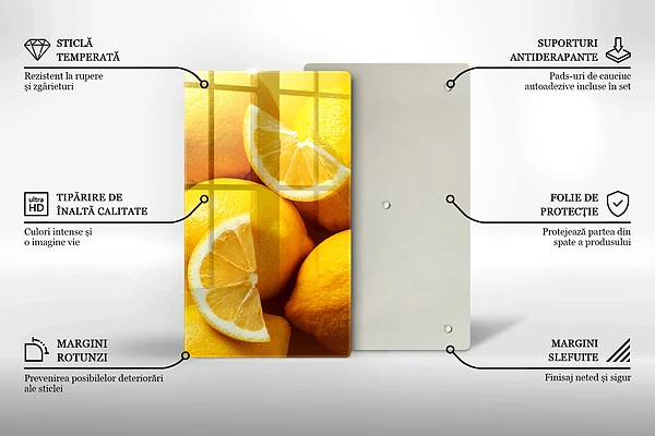 Glasskärbräda med motiv av saftiga citroner