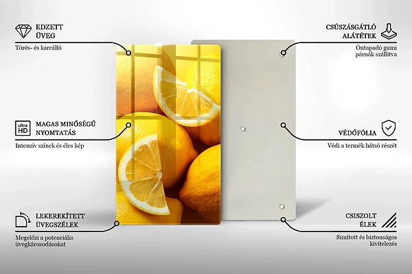 Glasskärbräda med motiv av saftiga citroner