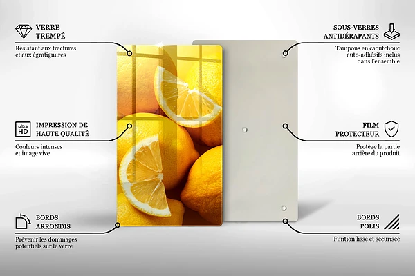 Glasskärbräda med motiv av saftiga citroner