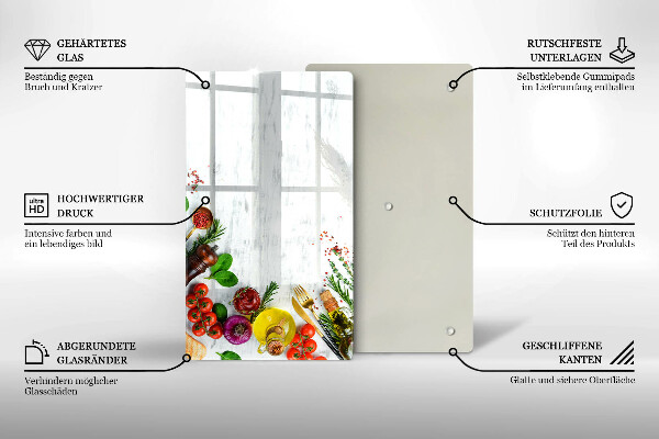 Glasskärbräda Grönsaker och kryddor