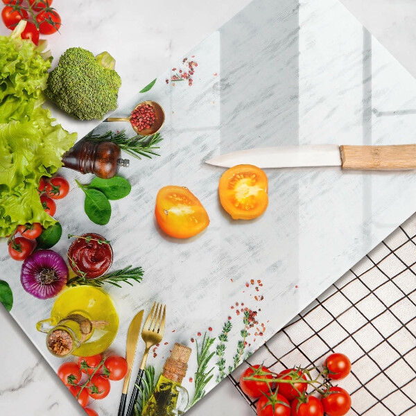 Glasskärbräda Grönsaker och kryddor