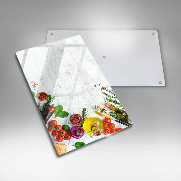 Glasskärbräda Grönsaker och kryddor