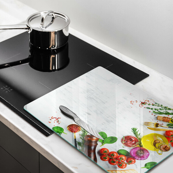 Glasskärbräda Grönsaker och kryddor