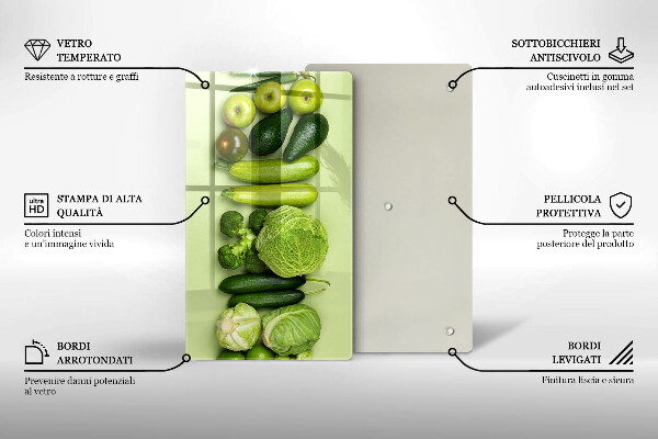 Glasskärbräda Gröna frukter och grönsaker