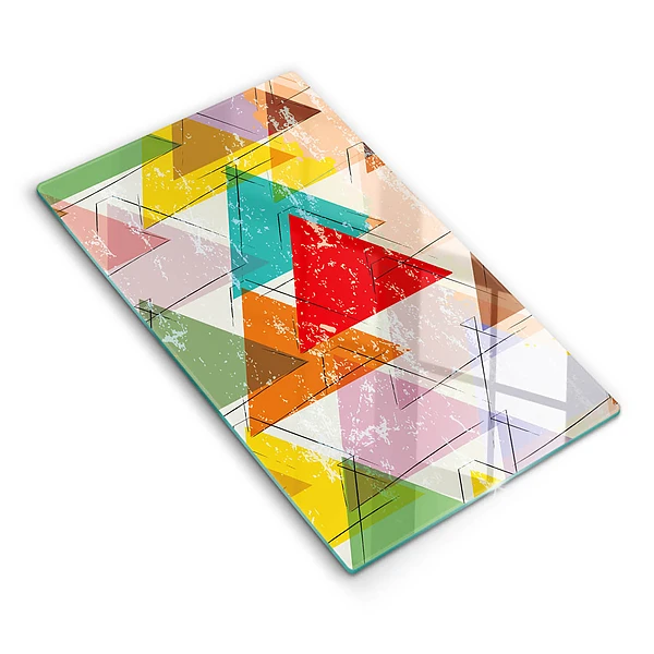 Glasskärbräda med motiv av målade trianglar