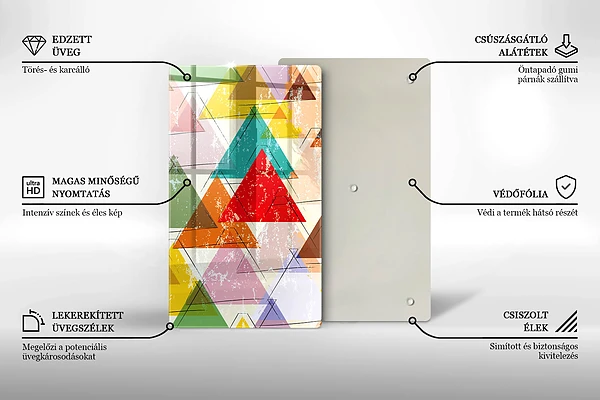 Glasskärbräda med motiv av målade trianglar