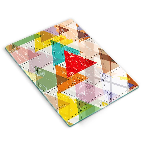 Glasskärbräda med motiv av målade trianglar
