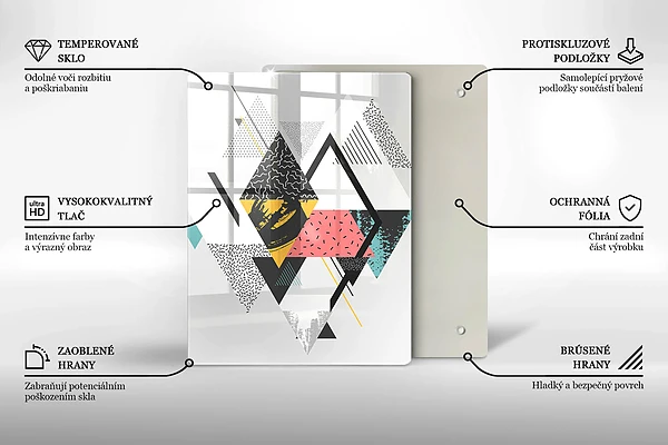 Glasskärbräda med motiv av målade trianglar